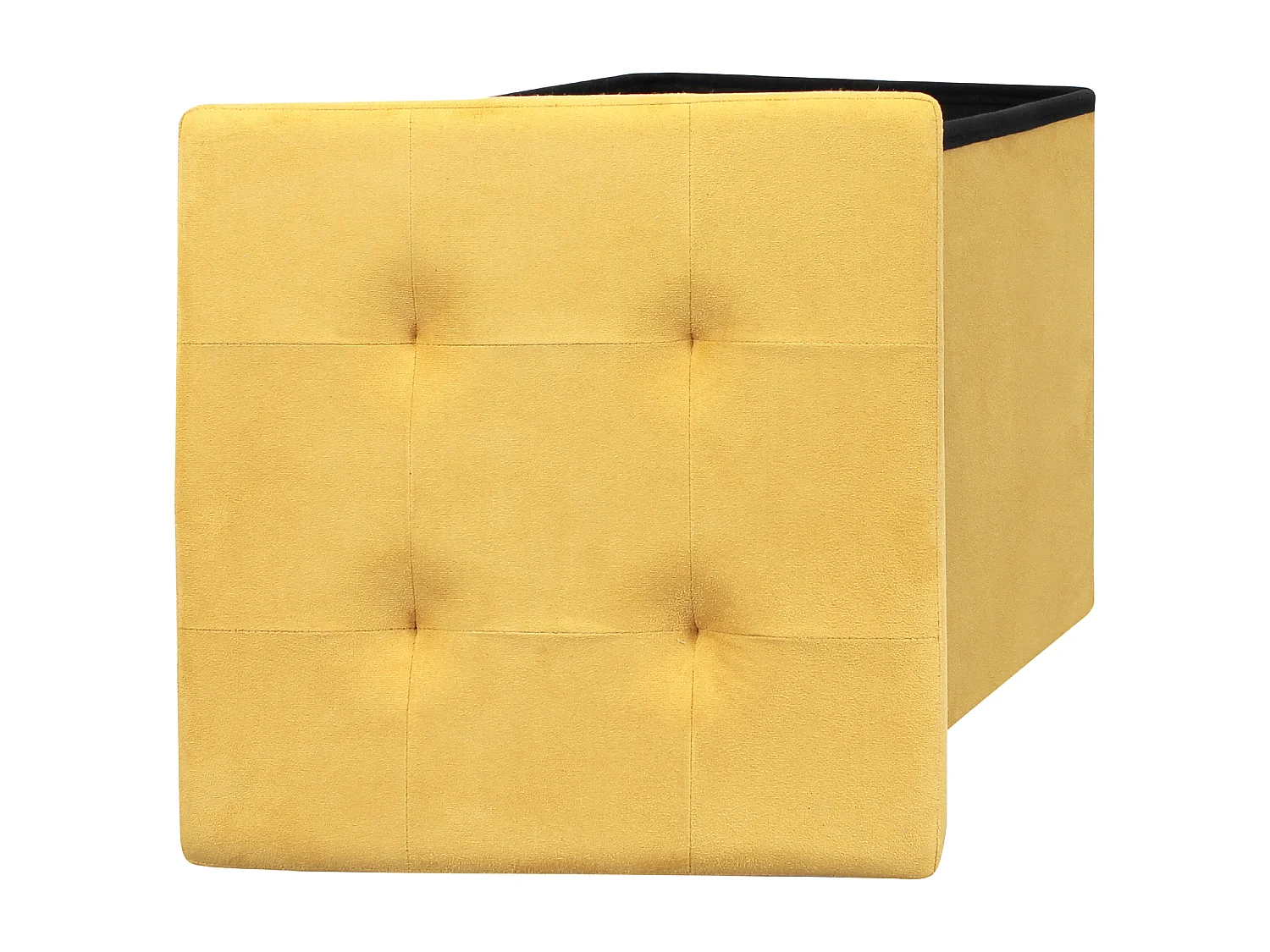 Coffre Pouf Pliable Suedine Jaune