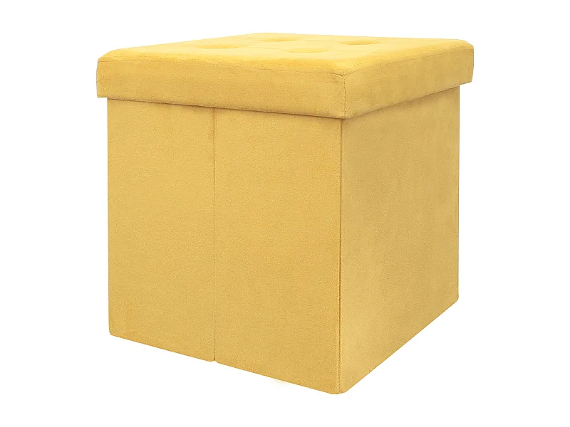 Coffre Pouf Pliable Suedine Jaune