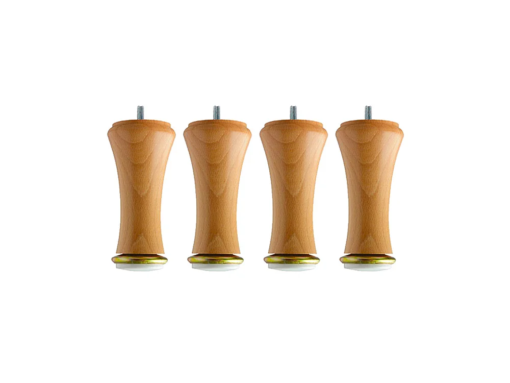 BELLECOUR LITERIE | Jeu de pieds de lit diabolo en bois vernis Hauteur 17 cm (lot de 4)