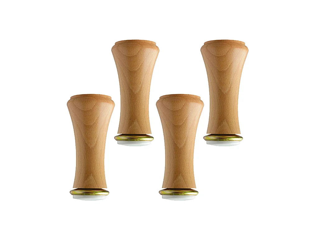 BELLECOUR LITERIE | Jeu de pieds de lit diabolo en bois vernis Hauteur 17 cm (lot de 4)