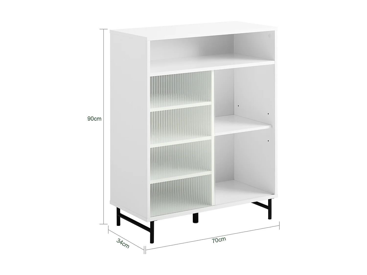 Buy Gangkast, Schoenenkast, Opbergkast, Bijzetkast, Dressoir met Glazen Schuifdeur, Schoenenkist, Zijkast - Wit, 70 x 34 x 90 cm, FSB61-W