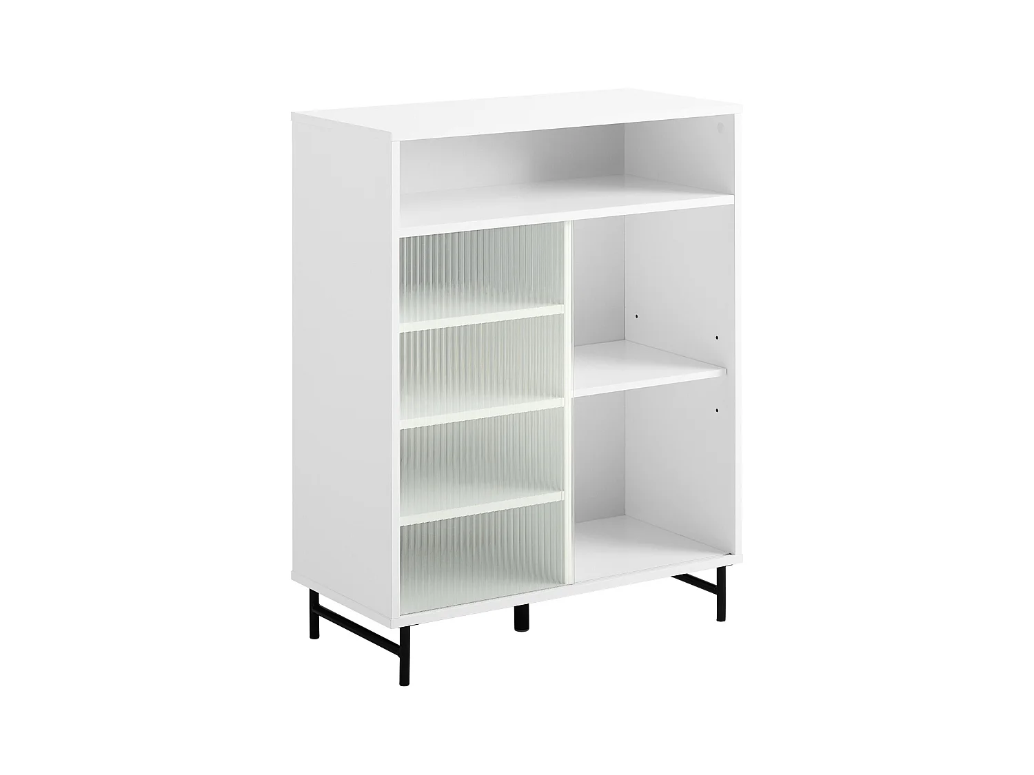 SoBuy Meuble d'entrée, Meuble de Rangement, Buffet avec Porte Coulissante en Verre, Commode à Chaussures, Blanc, 70 x 34 x 90 cm, FSB61-W