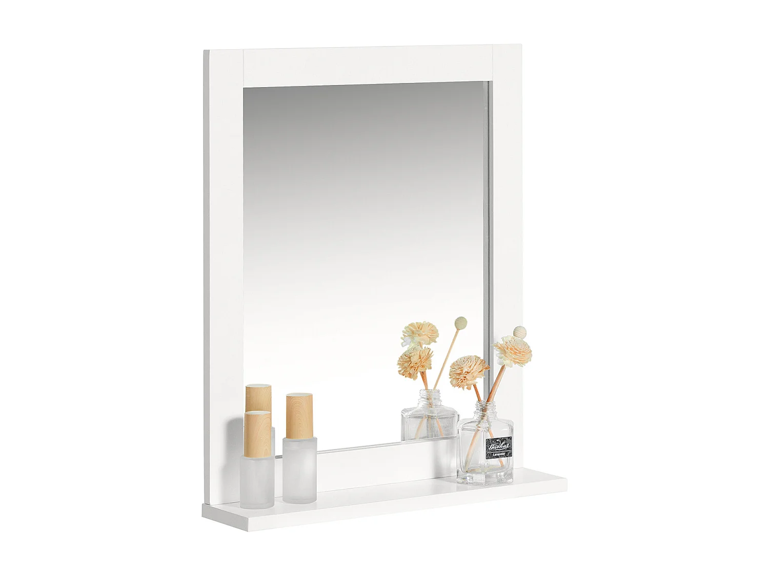 SoBuy Specchio Bagno Specchio Da Parete Mensola Bagno Bianco A Muro Bianco FRG129-W