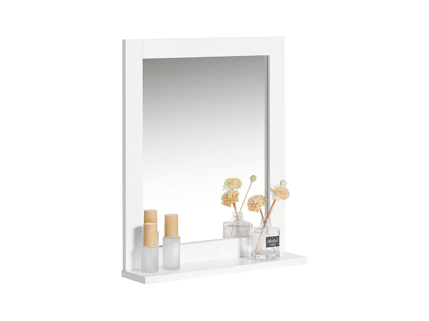 Miroir Mural Meuble Salle de Bain avec 1 étage plateau L40xP10xH49cm- Blanc SoBuy FRG129-W