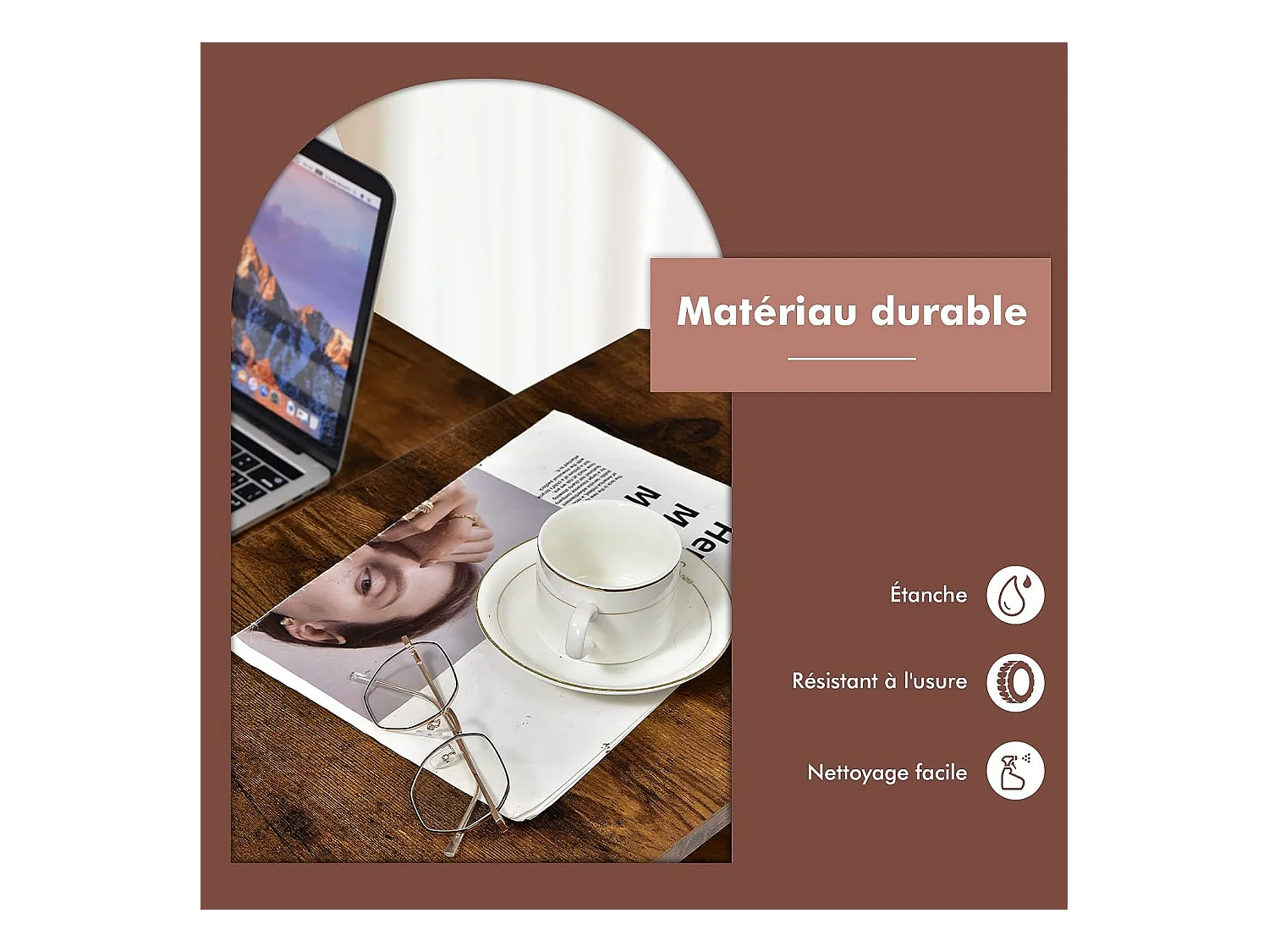 Table d'appoint industrielle, 64 x 32 x 61,5 cm, bout de canapé avec structure en acier stable