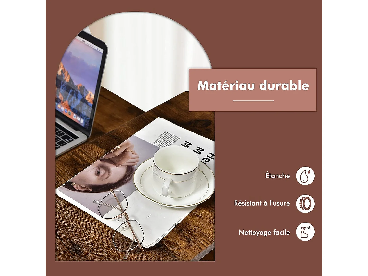 Table d'appoint industrielle, 64 x 32 x 61,5 cm, bout de canapé avec structure en acier stable