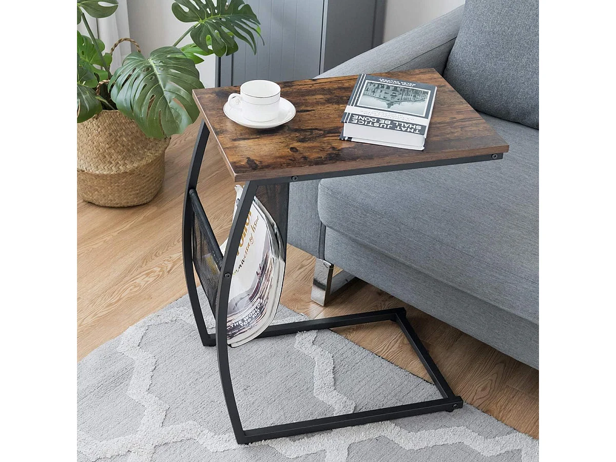 Table d'appoint de style industriel moderne cadre en métal 52 x 35 x 63 cm pour salon, chambre
