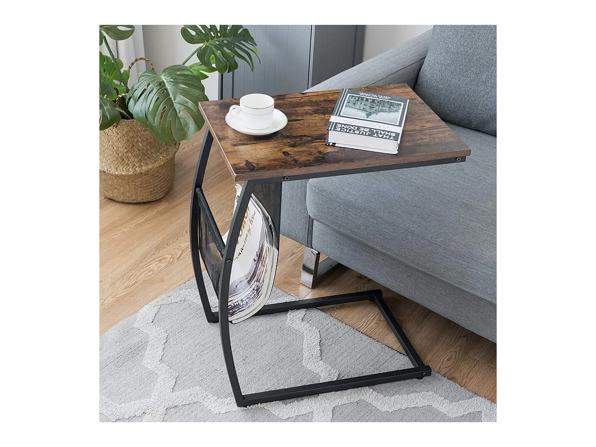 Table d'appoint de style industriel moderne cadre en métal 52 x 35 x 63 cm pour salon, chambre