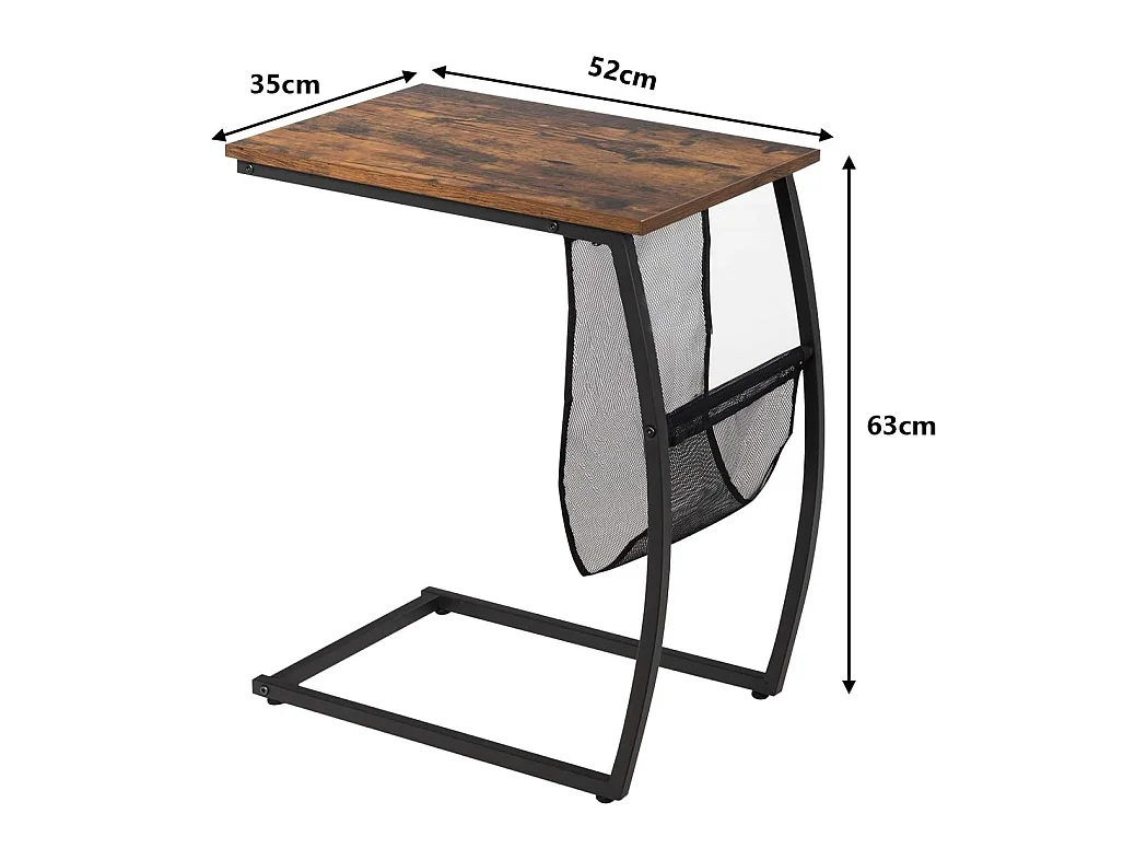 Table d'appoint de style industriel moderne cadre en métal 52 x 35 x 63 cm pour salon, chambre