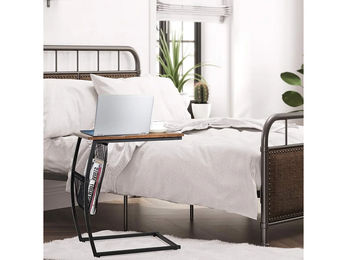 Table d'appoint de style industriel moderne cadre en métal 52 x 35 x 63 cm pour salon, chambre
