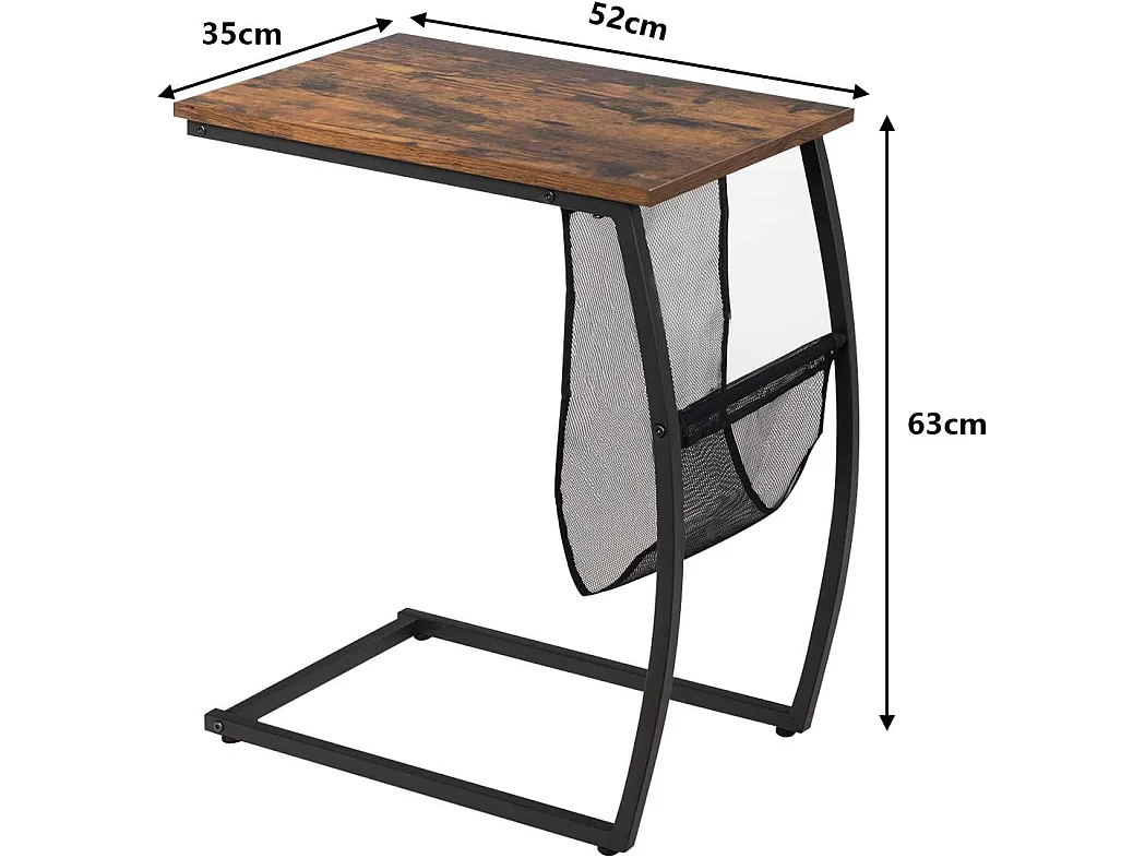 Table d'appoint de style industriel moderne cadre en métal 52 x 35 x 63 cm pour salon, chambre