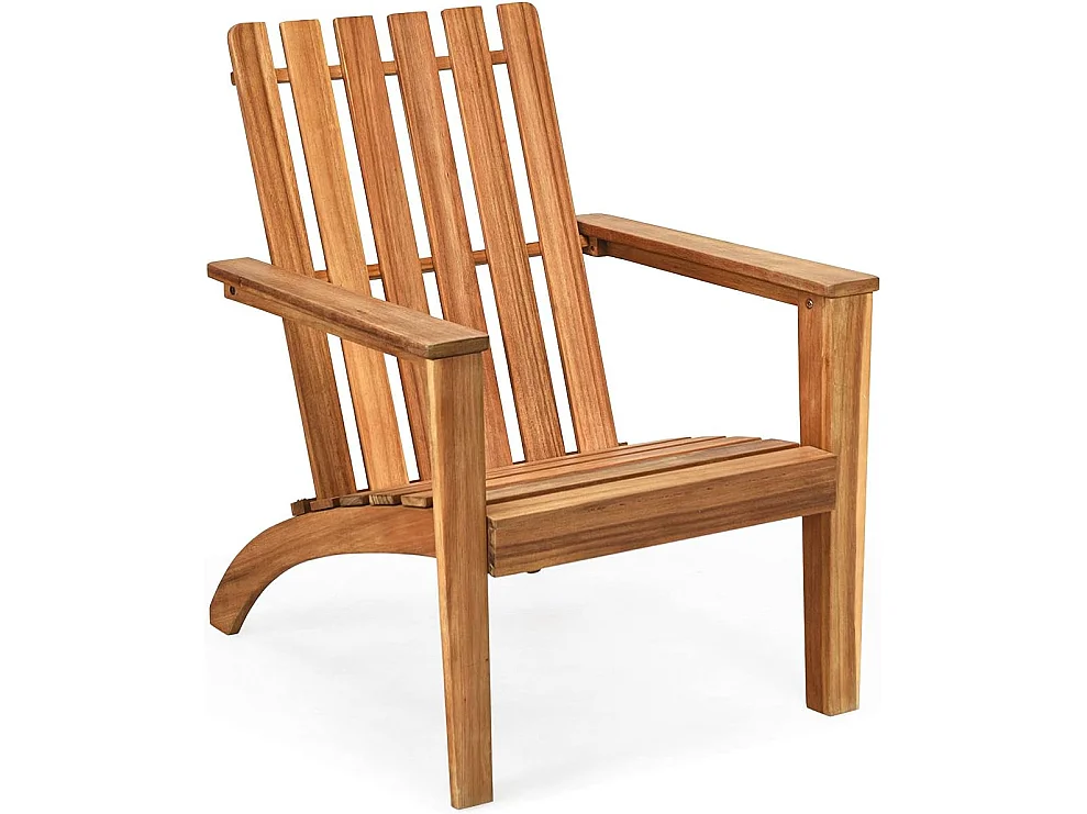 Chaise de Jardin/Adirondack en Acacia Certifié FSC Résistant aux Intempéries Charge 160 Kg Salon Terrasse Balcon Naturel