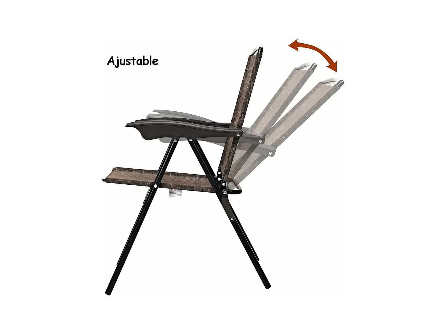 Lot de 4 Chaises de Jardin Pliantes Dossier Inclinable avec Accoudoirs en Acier Résistantes aux Intempéries Extérieur（Marron)