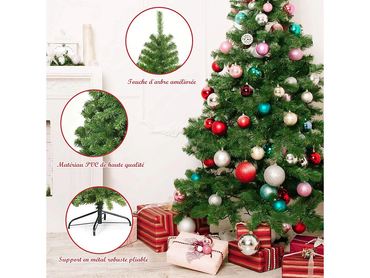 Arbre de noël artificiel 230cm ouverture automatique des branches avec support en métal 1346 embouts décoration de fête