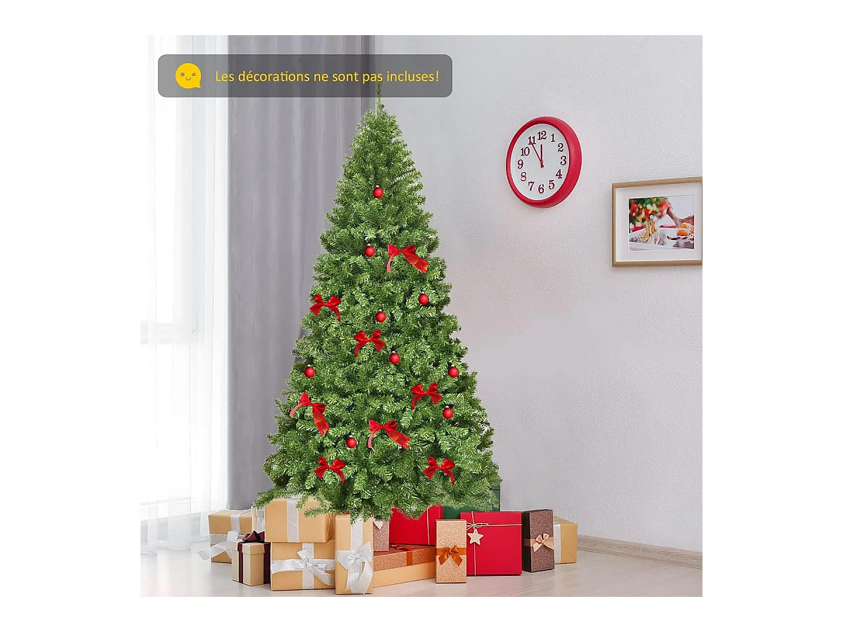 Arbre de noël artificiel 230cm ouverture automatique des branches avec support en métal 1346 embouts décoration de fête
