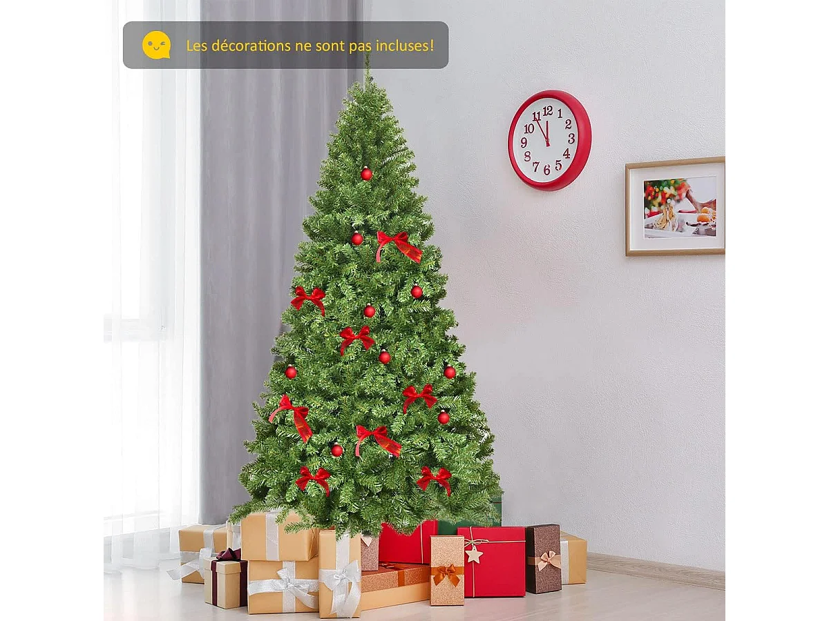 Arbre de noël artificiel 230cm ouverture automatique des branches avec support en métal 1346 embouts décoration de fête