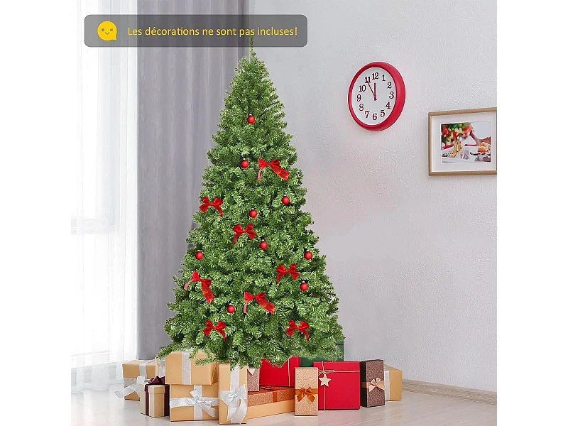 Arbre de noël artificiel 230cm ouverture automatique des branches avec support en métal 1346 embouts décoration de fête