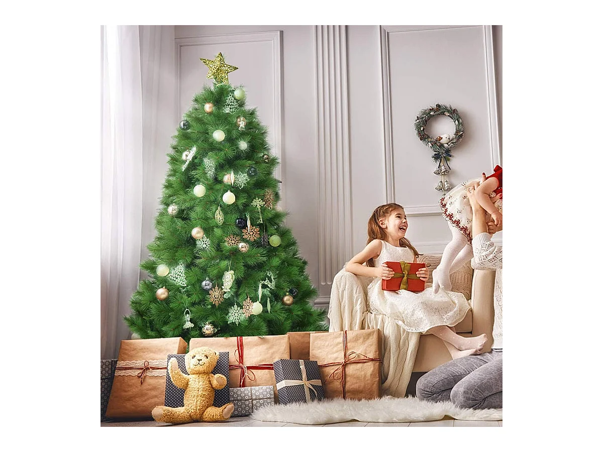 Arbre de noël artificiel 180 cm avec 586 branches et support en fer sapin de noël artificiel pour décoration de fêtes