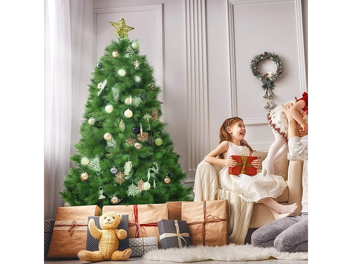 Arbre de noël artificiel 180 cm avec 586 branches et support en fer sapin de noël artificiel pour décoration de fêtes