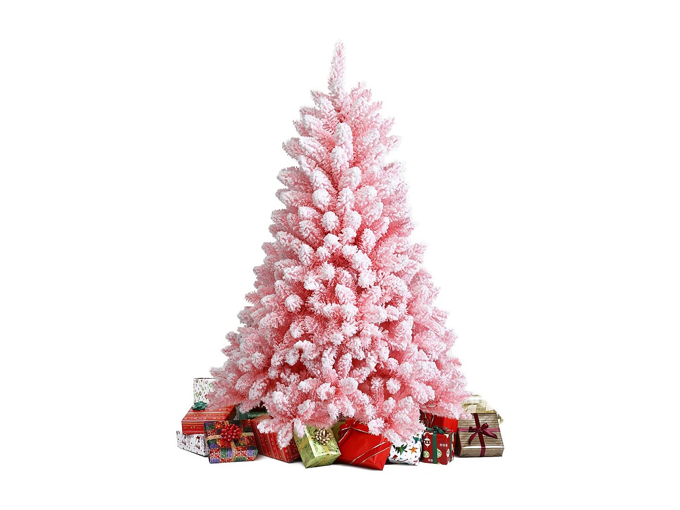 Sapin De Noël Artificiel Violet 150 Cm Avec Guirlande LED - Flocké Et Pliable