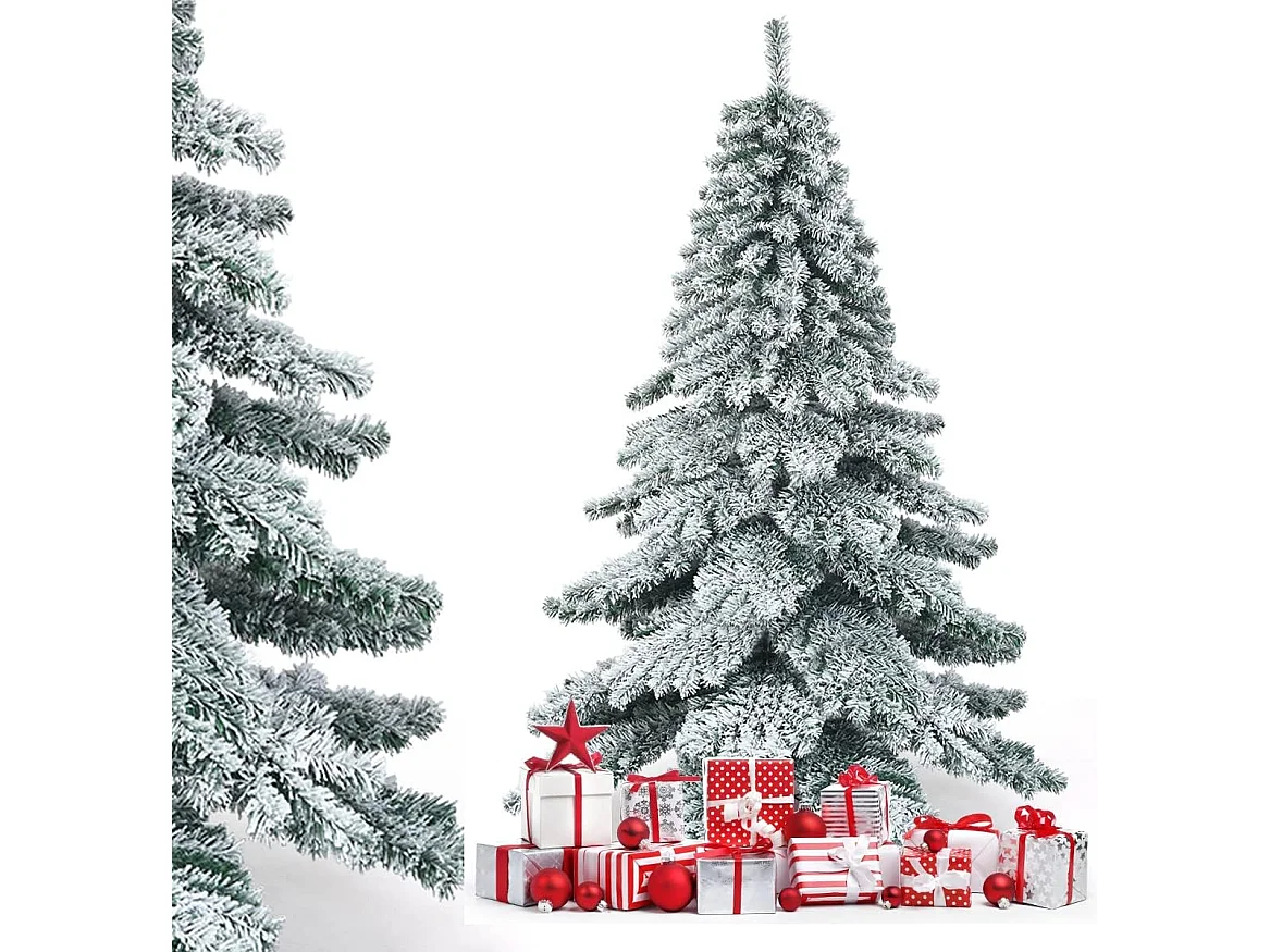 Arbre de noël artificiel à flocons de neige 180cm avec charnières,support métallique pliable non lumineux décoration de fête