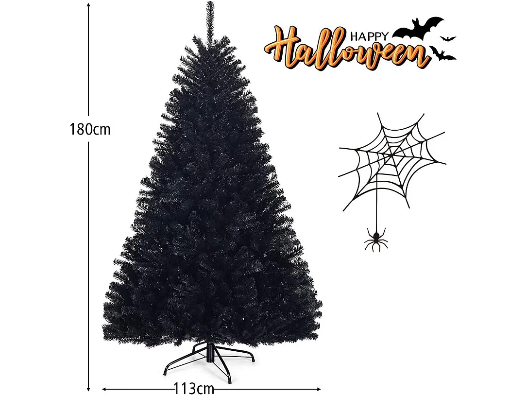 Ginatex  sapin de noël artificiel 180cm aiguilles en pvc avec support en métal pliable 1036 pointes de branche décoration de vacances