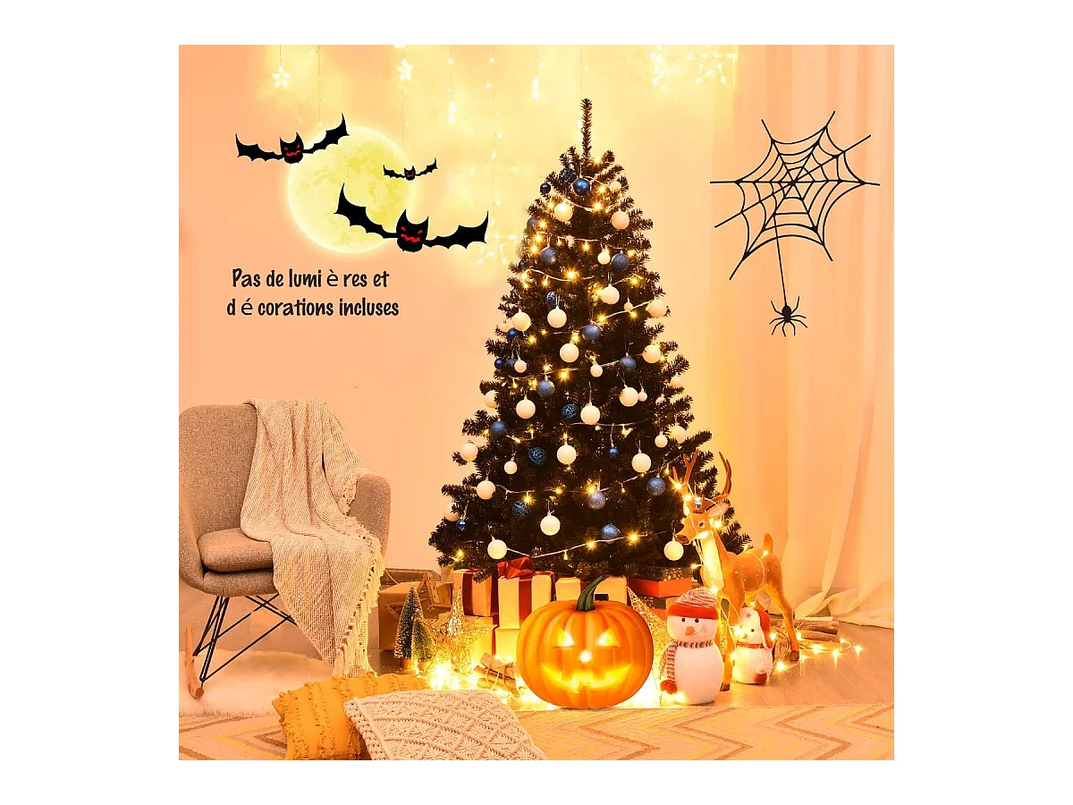 Ginatex  sapin de noël artificiel 180cm aiguilles en pvc avec support en métal pliable 1036 pointes de branche décoration de vacances
