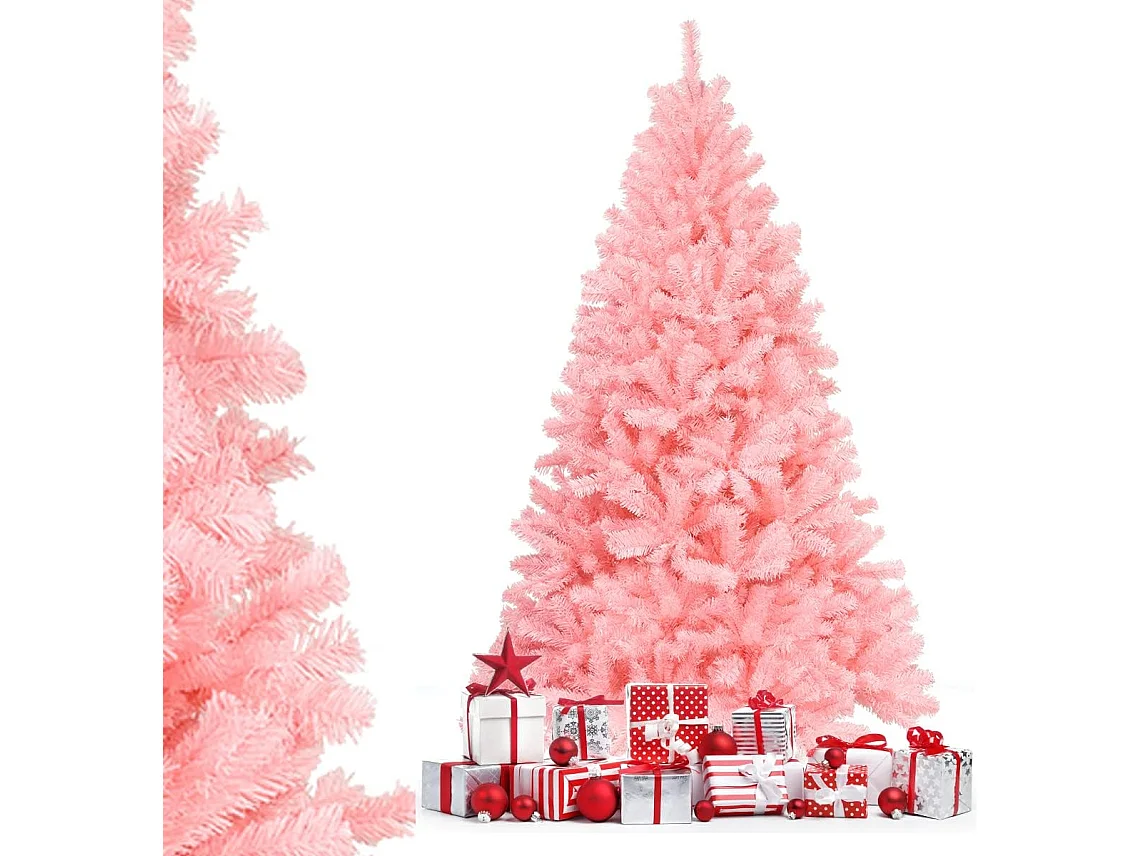 Sapin de noël artificiel 180 cm couleur fleur de cerisier en pvc avec support en métal pliable 1036 pointes de branches