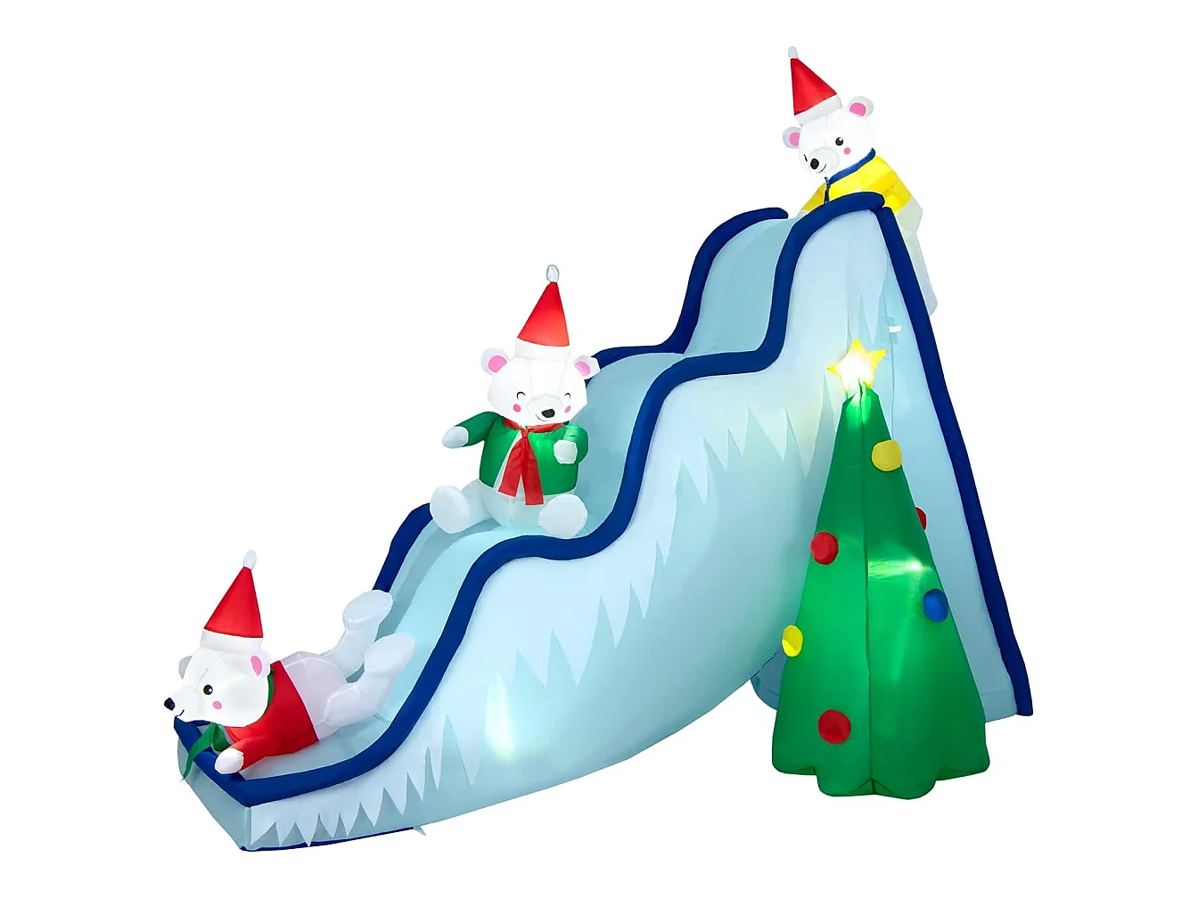 Décoration de toboggan gonflable d'ours polaire de 200 cm, décoration de noël avec lumières led et piquets de sol pour intérieur, cour et pelouse