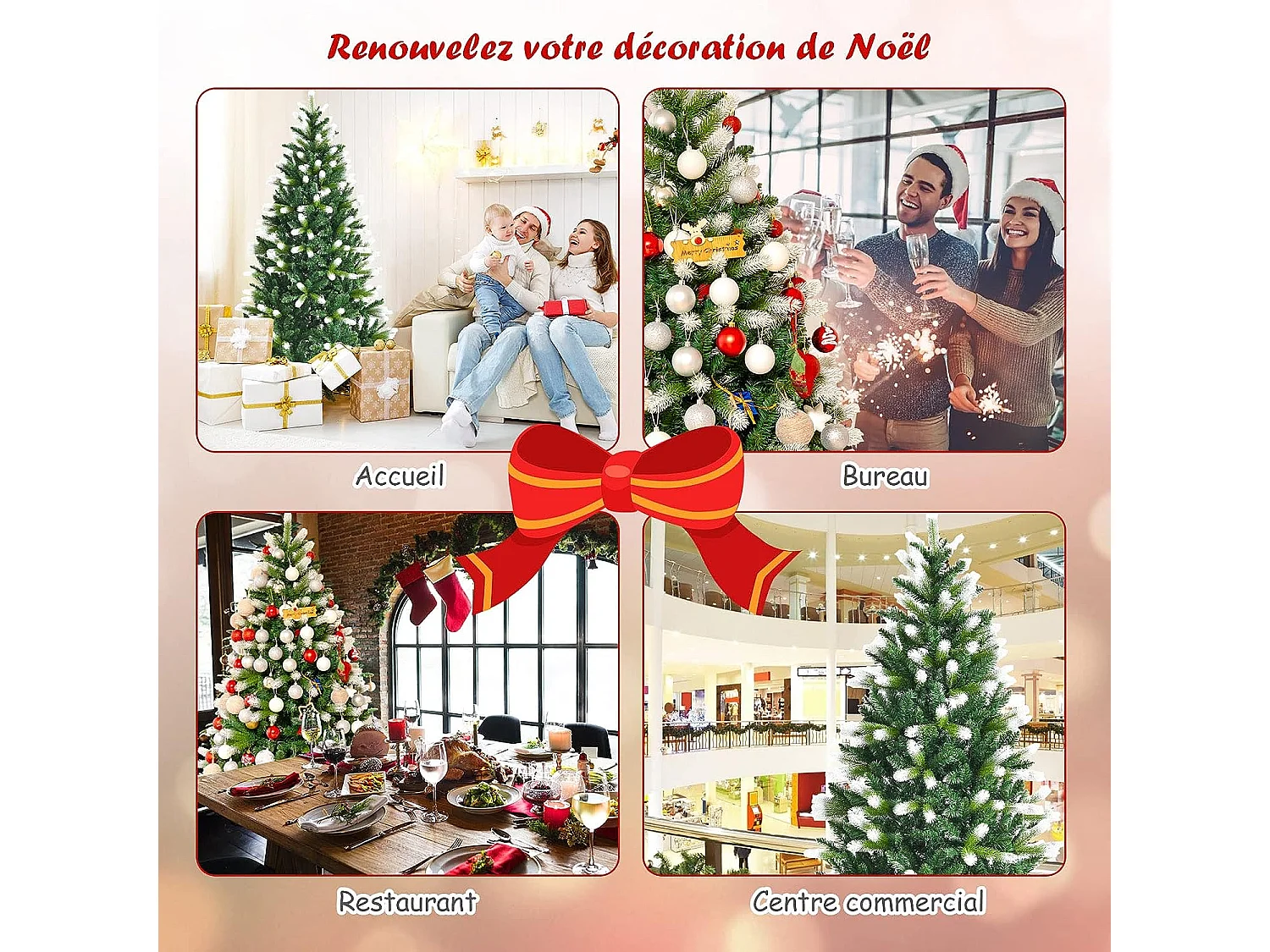 Sapin de noël enneigé artificiel de 180cm avec 850 rameaux en pvc+pe à charnières support métallique pliable sans lumières