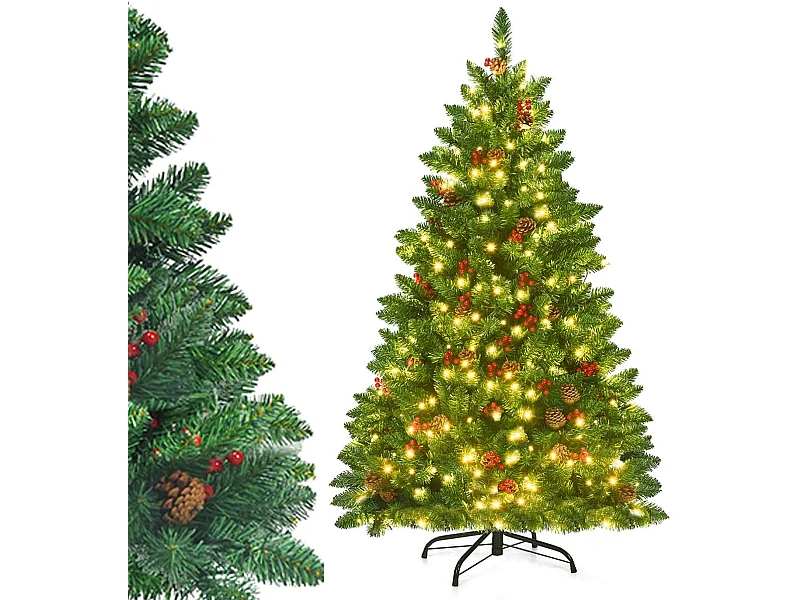 Sapin de noël artificiel led 200cm avec 11 modes d'eclairage et 5 changements de couleur système de pliage aiguilles en pvc