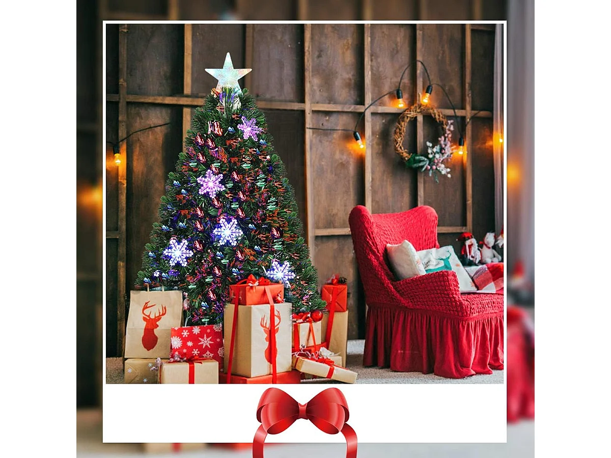 Sapin de noël arbre de noël artificiel avec lumières led flocon de neige et pied matériau pvc pour décoration de noël 120cm