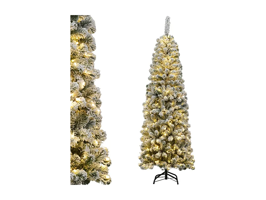 180 cm LED-sneeuwvlok kunstkerstboom scharnierend met 250 lampjes PVC-naalden metalen standaard
