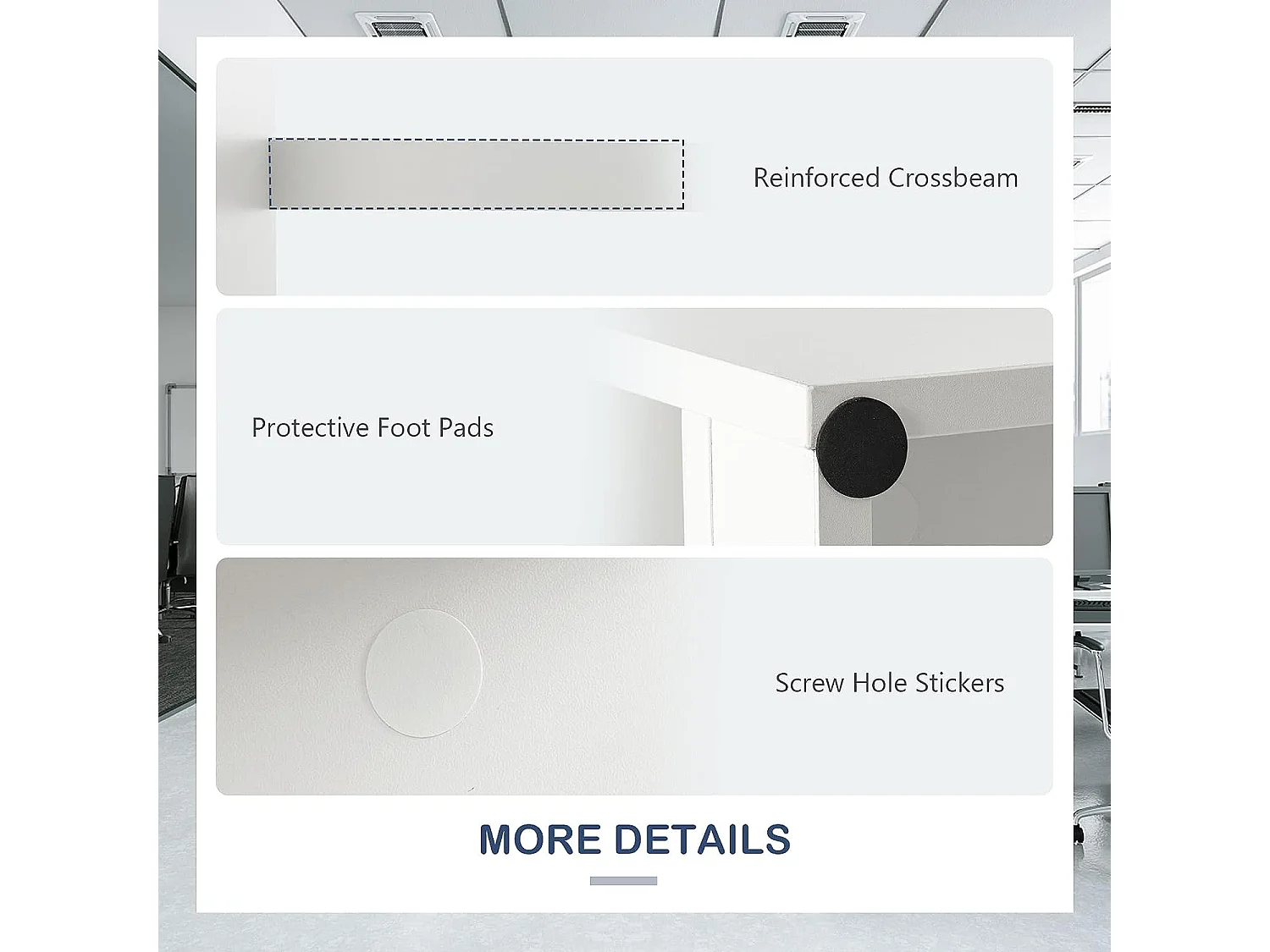 Bureau Droit avec 4 Tiroirs MDF Finition Mélaminé et Laqué UV - L110 x P60 x H76 cm- Brillance Blanche