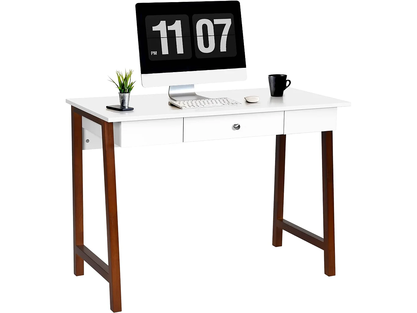 Bureau Informatique 103 x 50 x 76,5CM Table en Bois avec Grand Plan de Travail , Tiroir Charge 54KG Moderne
