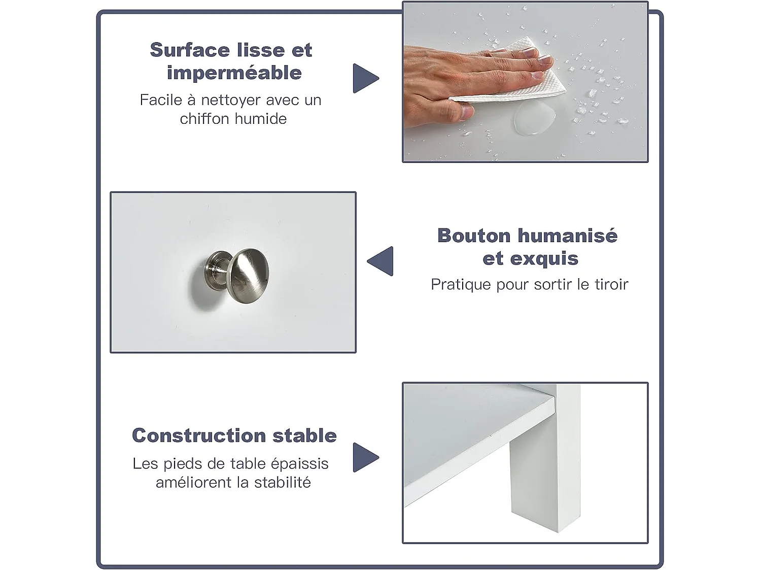 Table de Chevet à 2 Niveaux Style Moderne Simple 48 x 40 x 58 CM Blanc