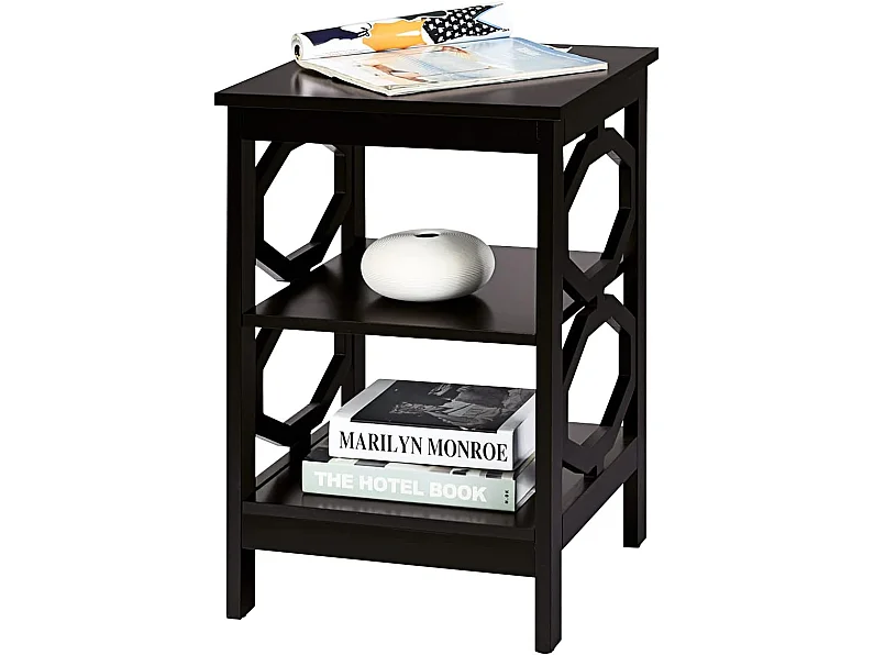 Table de Chevet à 3 Niveaux, Table d'Appoint Chevet, Table Basse Simple et Contemporain, pour Chambre, Salon 40x40x61cm, Brun