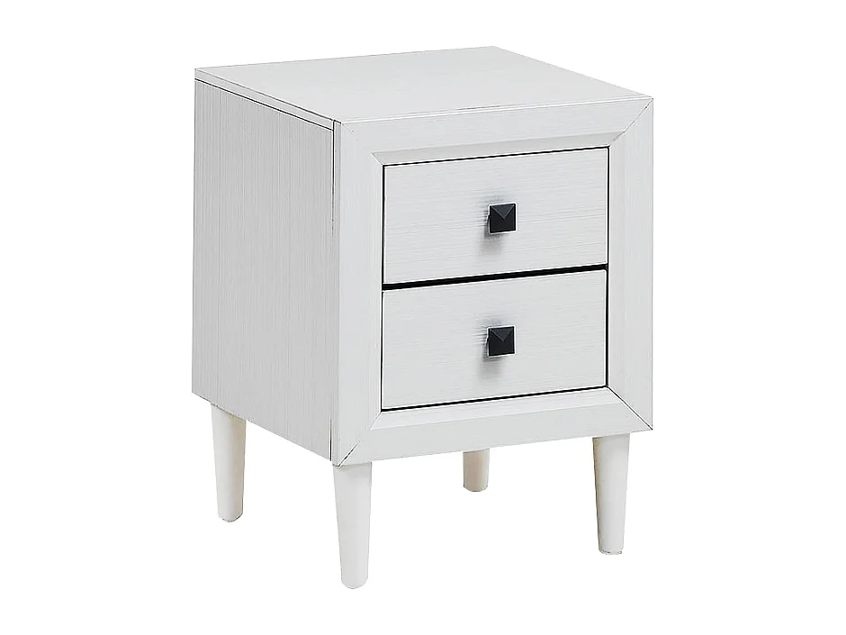 Table de Chevet Moderne avec 2 Tiroirs, 40 x 39,5 x 55 CM,Table de Nuitavec Pieds en Bois Massif et Poignées, Blanc