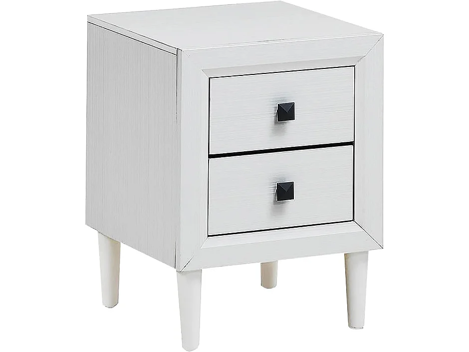 Table de Chevet Moderne avec 2 Tiroirs, 40 x 39,5 x 55 CM,Table de Nuitavec Pieds en Bois Massif et Poignées, Blanc