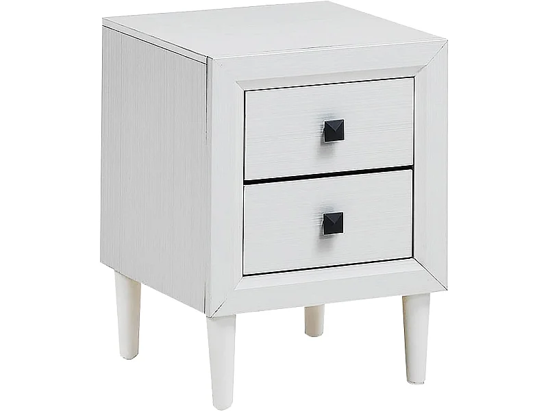 Table de Chevet Moderne avec 2 Tiroirs, 40 x 39,5 x 55 CM,Table de Nuitavec Pieds en Bois Massif et Poignées, Blanc