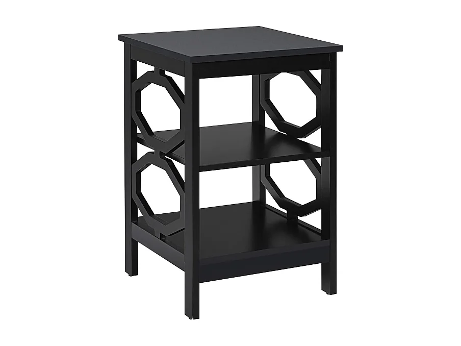 Table de Chevet à 3 Niveaux, Table d'Appoint Chevet, Table Basse Simple et Contemporain, pour Chambre, Salon 40x40x61cm, Noir