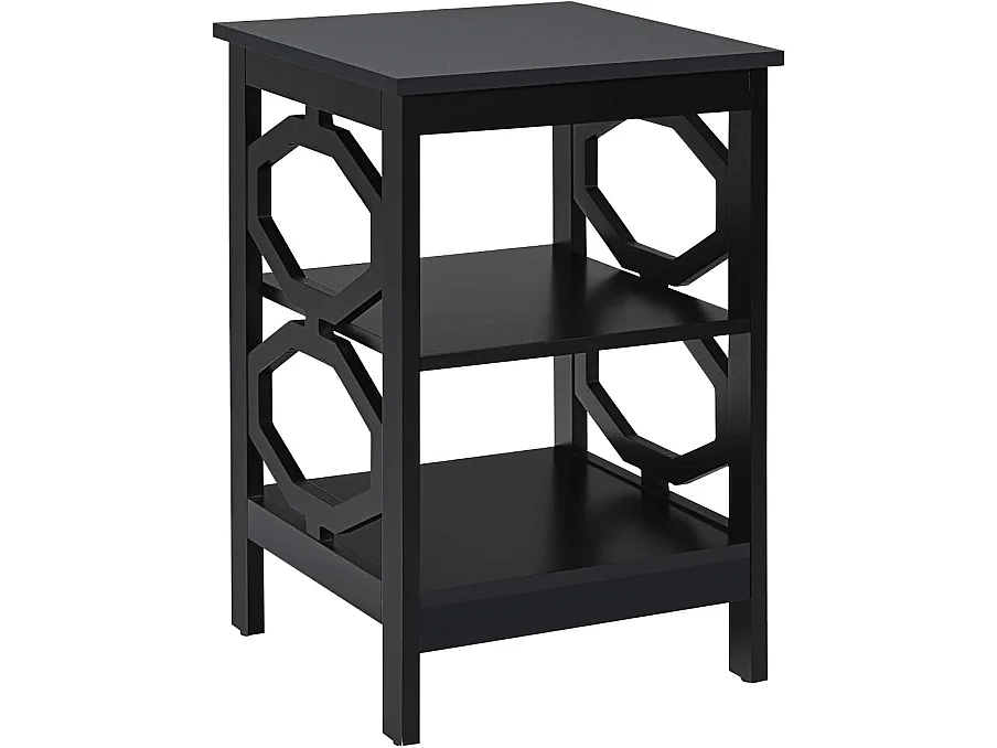 Table de Chevet à 3 Niveaux, Table d'Appoint Chevet, Table Basse Simple et Contemporain, pour Chambre, Salon 40x40x61cm, Noir