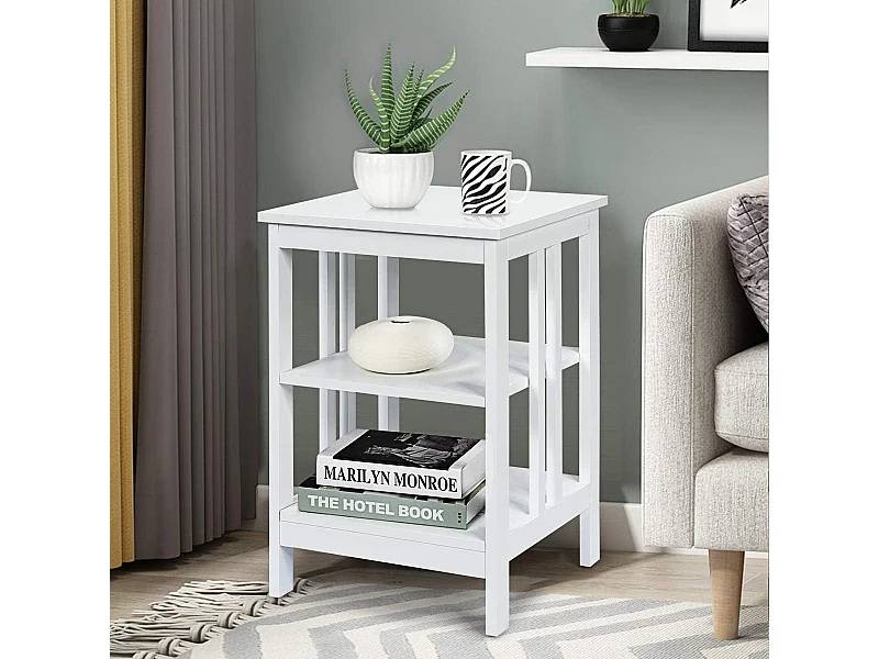 Table de Chevet à 3 Niveaux, Table d'Appoint Chevet, Table Basse Simple et Contemporain 40x40x61cm