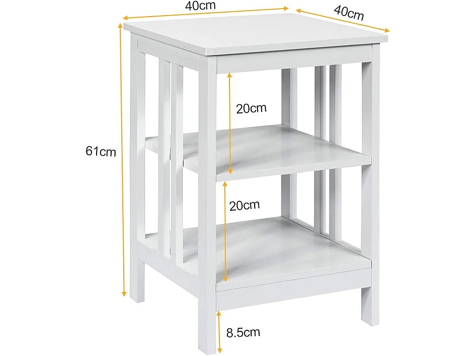 Table de Chevet à 3 Niveaux, Table d'Appoint Chevet, Table Basse Simple et Contemporain 40x40x61cm