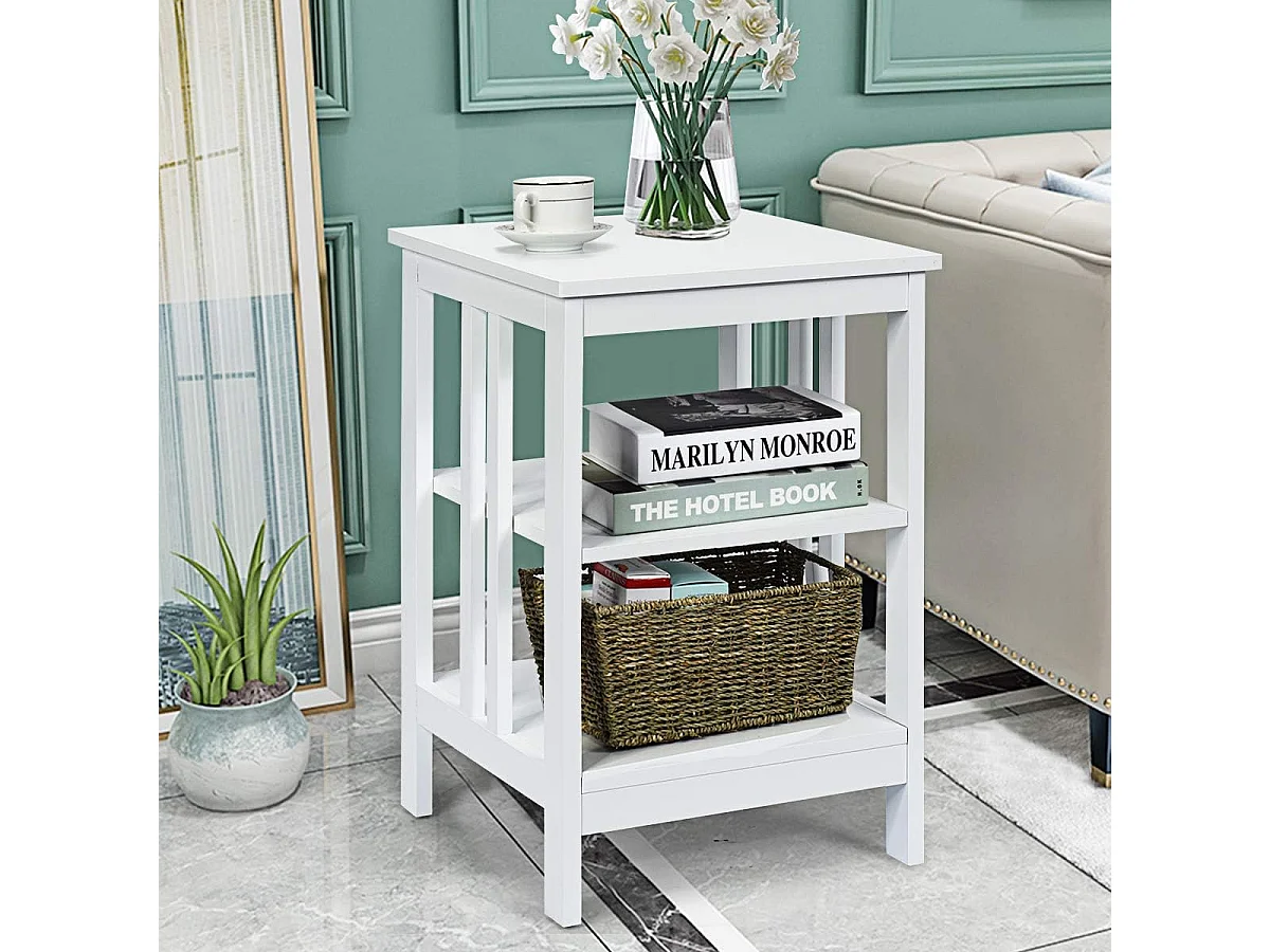 Table de Chevet à 3 Niveaux, Table d'Appoint Chevet, Table Basse Simple et Contemporain 40x40x61cm