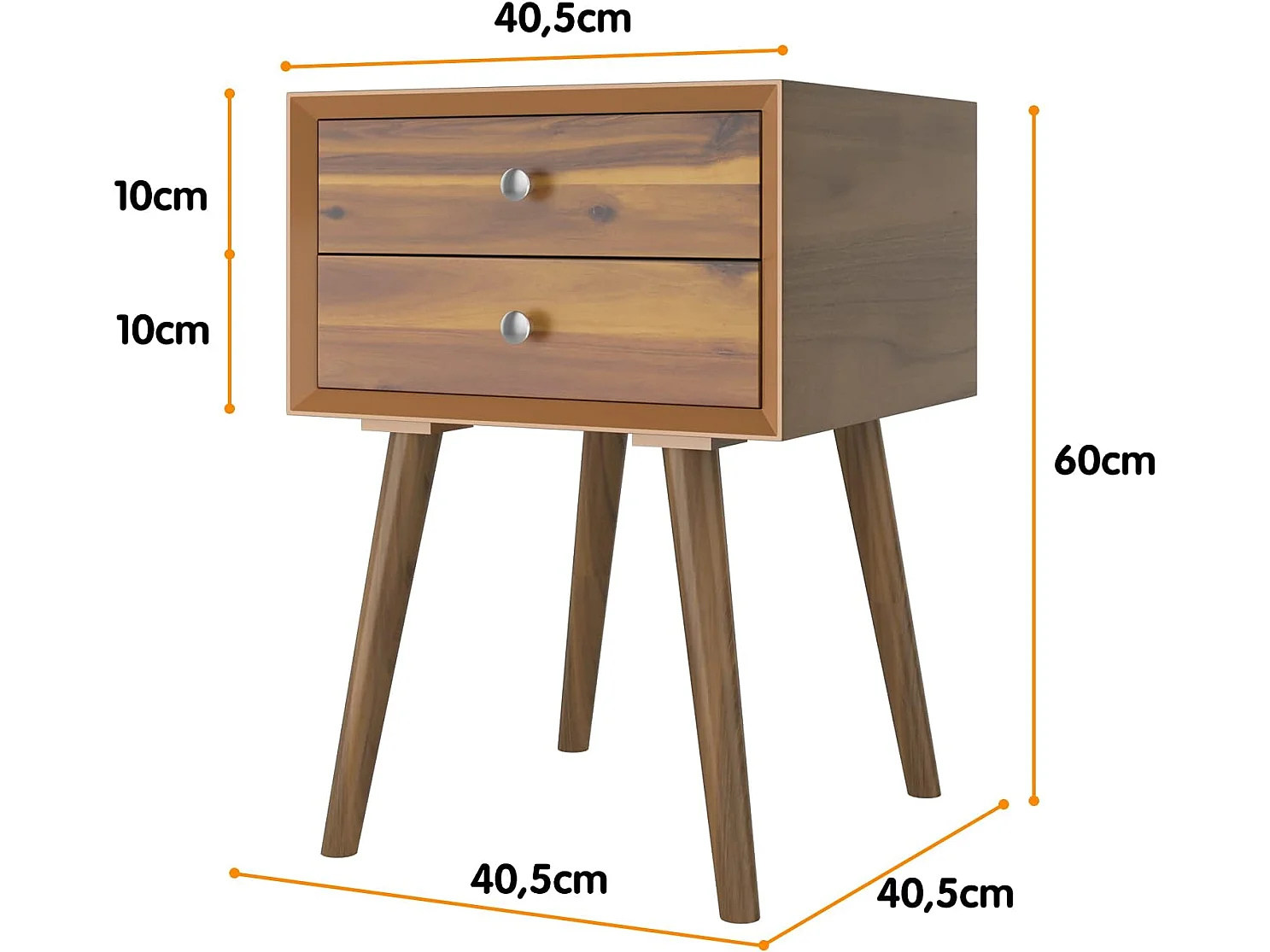 Table de Chevet avec 2 Tiroirs en Bois, Table de Nuit Moderne pour Chambre 40 x 40 x 59 CM Nature