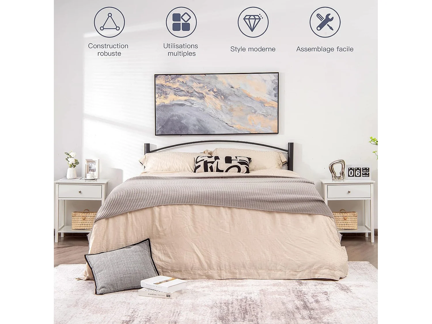 Table de Chevet Lot de 2, Table d'Appoint Moderne pour Chambre, Salon, Canapé, 48 x 40 x 58 CM, Assemblage Facile, Blanc