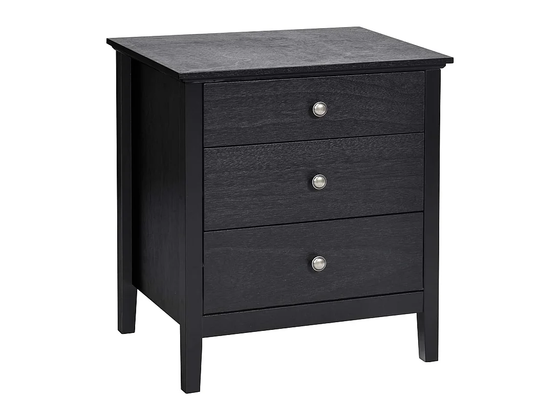 Table de Chevet à 3 Tiroirs, 60 cm x 45 cm x 66 cm, Table de Nuit avec Grand Espace Noir