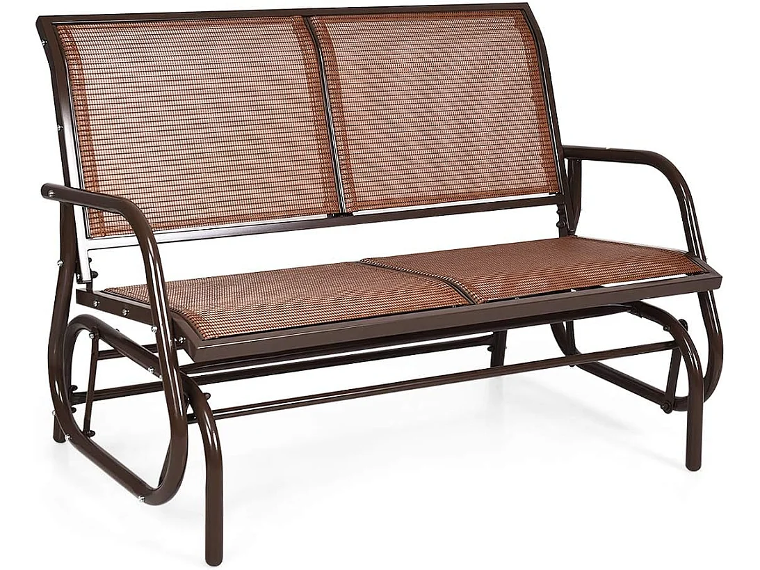 Fauteuil à Bascule de Jardin Extérieur pour 2 Personnes en Acier Tissu et velours Textilène Charge 180KG pour Terrasse Jardin Piscine