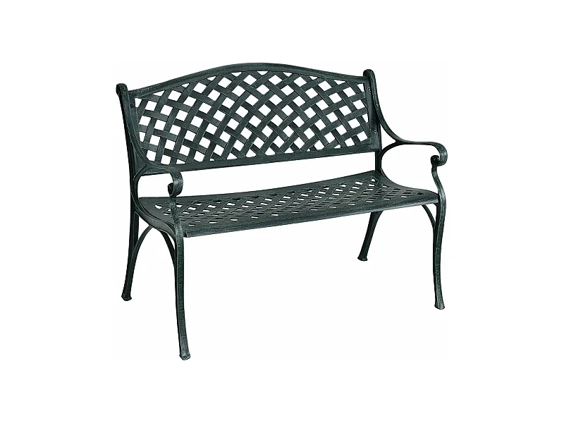 Banc de Jardin en Fonte d'Aluminium, Banc 2-3 Places avec Accoudoirs, Dossier et Design Ajouré, Charge Max 280KG, 103x64x83cm, pour Terrasse/Cour/Balcon/Pelouse/Parc